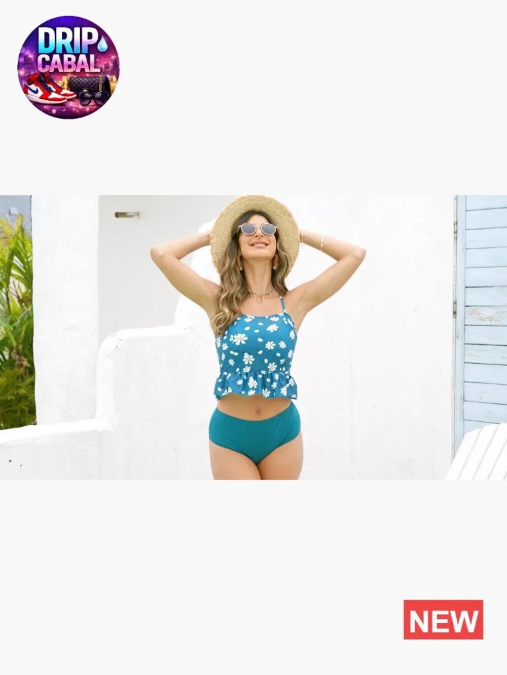 High Waisted Tankini Set Peplum Ruffle Floral 2 Piece Swimwear